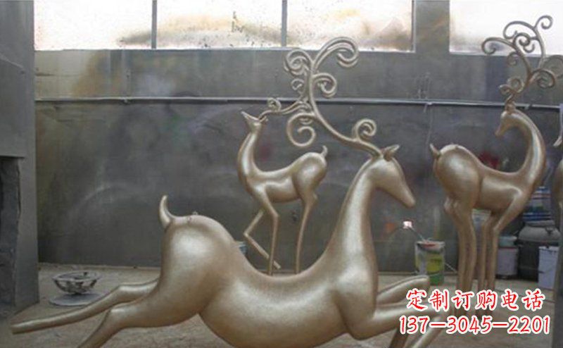 济南铜雕抽象树枝梅花鹿雕塑