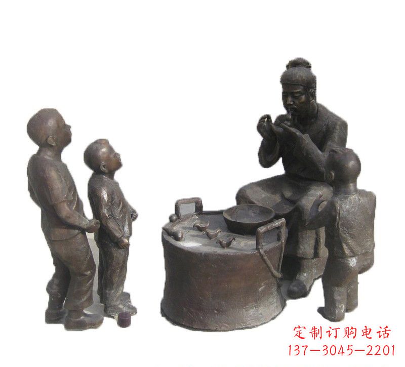 济南铜雕吹糖人的古代人物