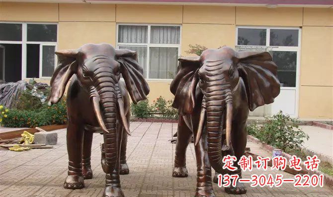 济南铜雕大象公司门口动物雕塑