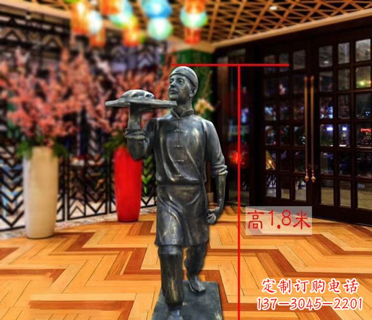 济南铜雕店小二人物雕塑 (2)