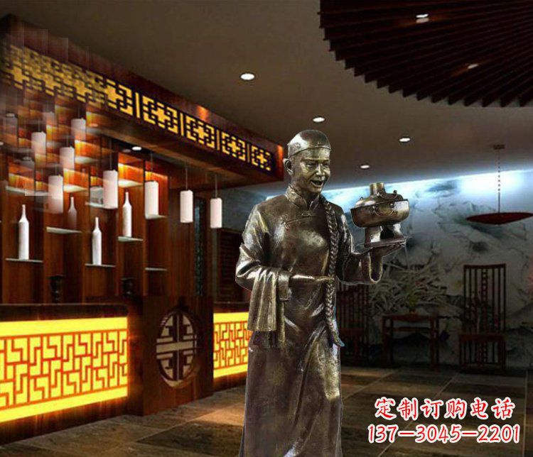 济南铜雕店小二小品人物雕塑
