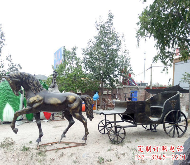 济南铜雕古代战马景观摆件