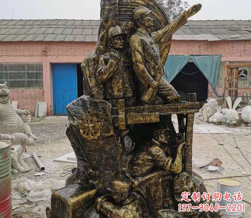 济南铜雕广场解放战士雕塑