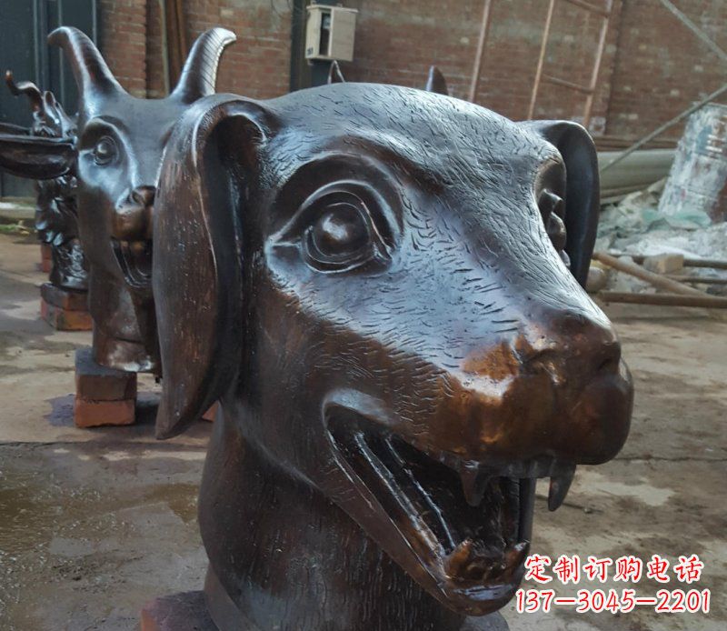 济南铜雕广场生肖动物头像装饰摆件