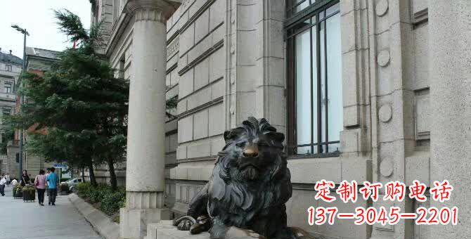 济南铜雕跪姿狮子
