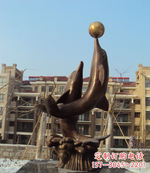 济南铜雕海豚雕塑 (2)