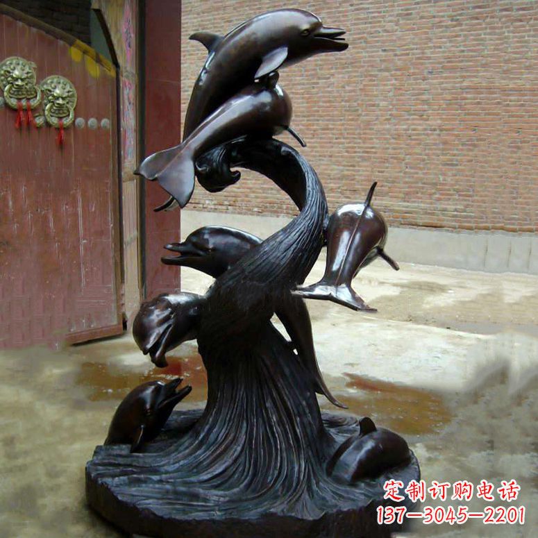 济南铜雕海豚景观雕塑