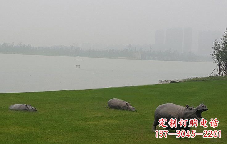 济南铜雕河马公园动物雕塑
