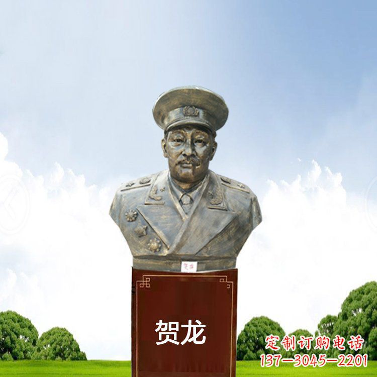 济南铜雕贺龙头像