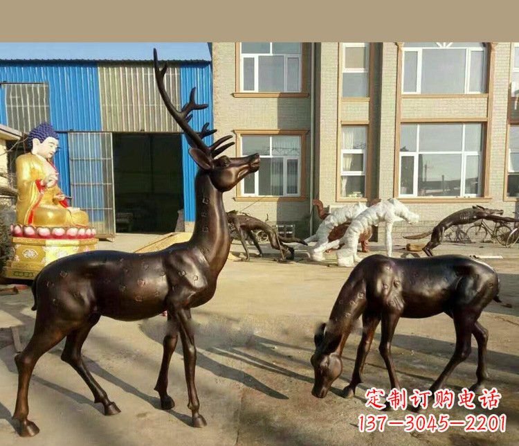 济南铜雕户外公园动物雕塑鹿摆件 (2)