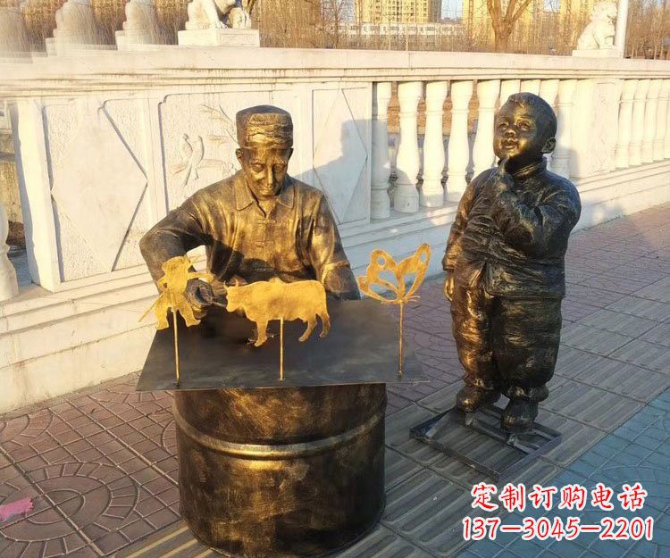 济南铜雕画糖人的人物