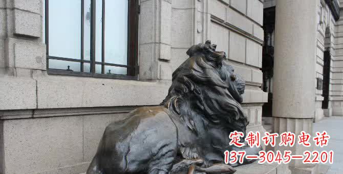 济南铜雕汇丰卧姿狮子