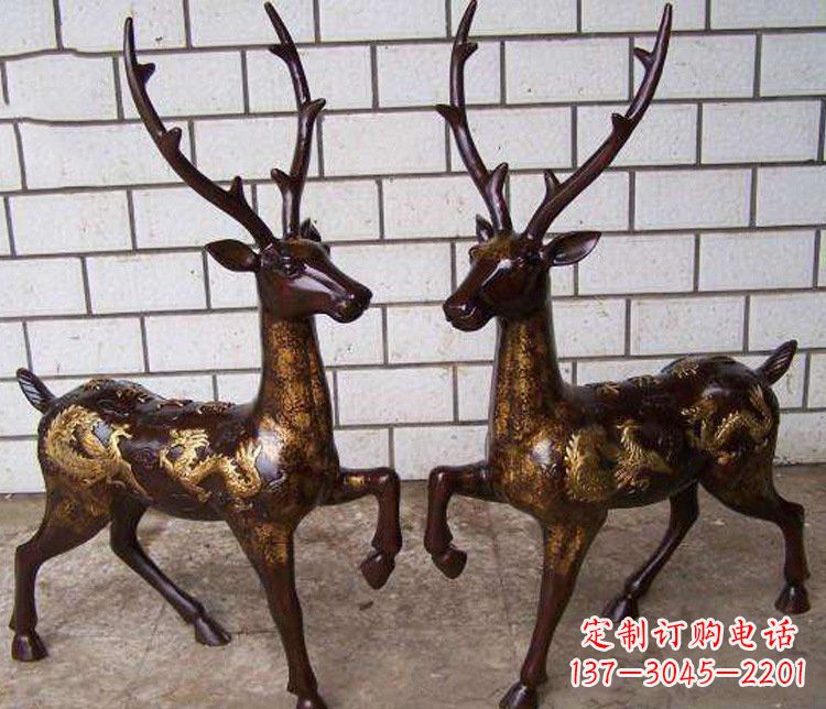 济南铜雕吉祥复古梅花鹿雕塑摆件