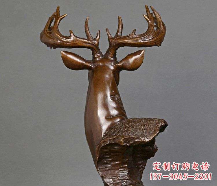 济南铜雕吉祥招财鹿头雕塑摆件