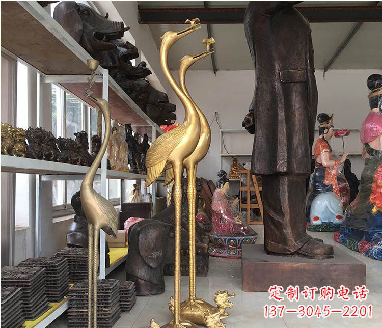 济南铜雕金属仙鹤动物雕塑