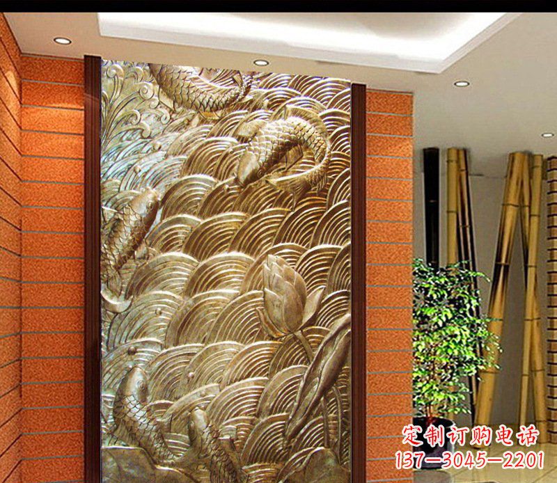 济南铜雕酒店锻造鲤鱼壁画景观摆件