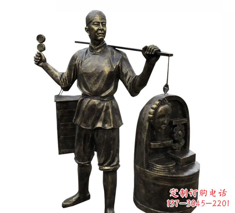 济南铜雕卖货郎