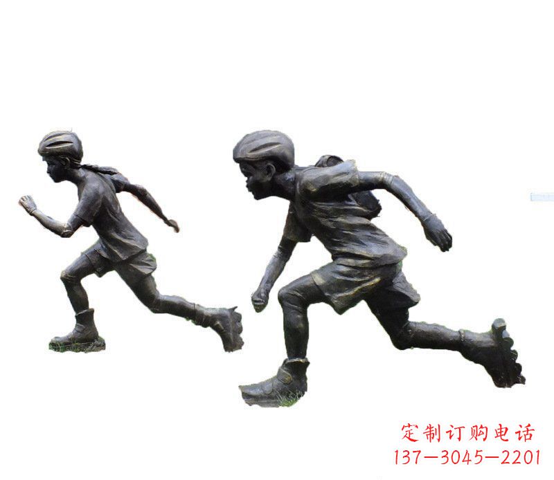 济南铜雕民俗溜冰儿童摆件