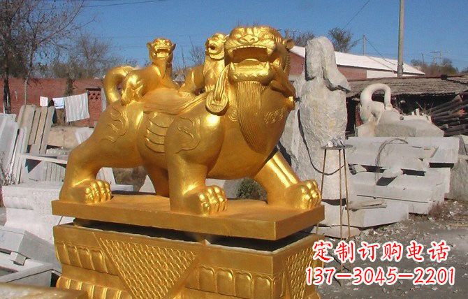 济南铜雕母子貔貅