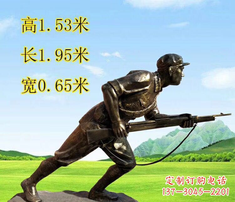 济南铜雕拿枪战士雕塑