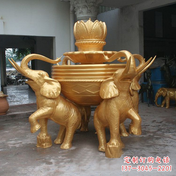济南铜雕喷水大象雕塑