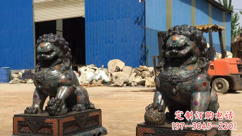 济南铜雕企业招财狮子雕塑摆件