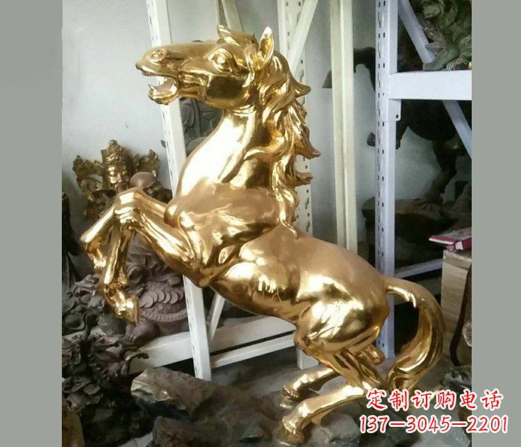 济南铜雕商场招财动物马雕塑 (2)