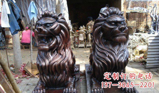济南铜雕狮子公司门口雕塑 (2)