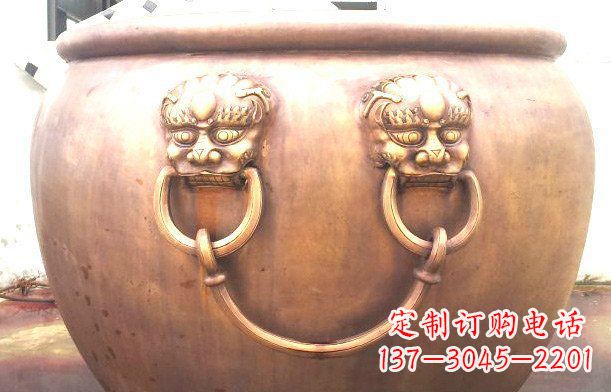 济南铜雕水缸寺庙景观雕塑_1