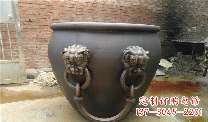 济南铜雕水缸寺庙景观雕塑_2
