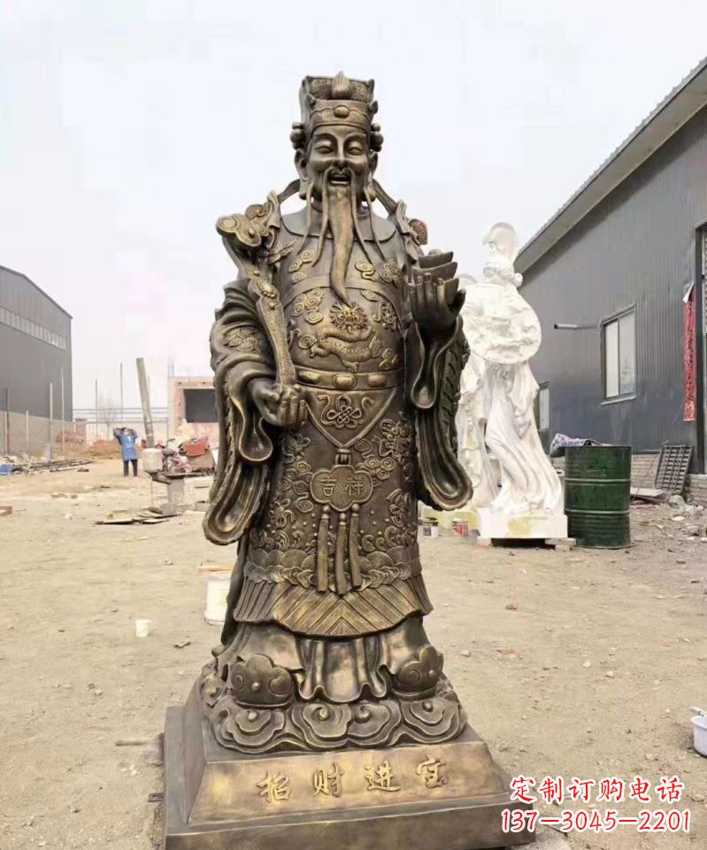 济南铜雕寺庙财神雕塑