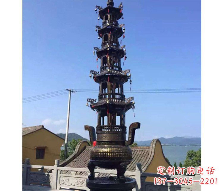 济南铜雕寺庙大型多层香炉