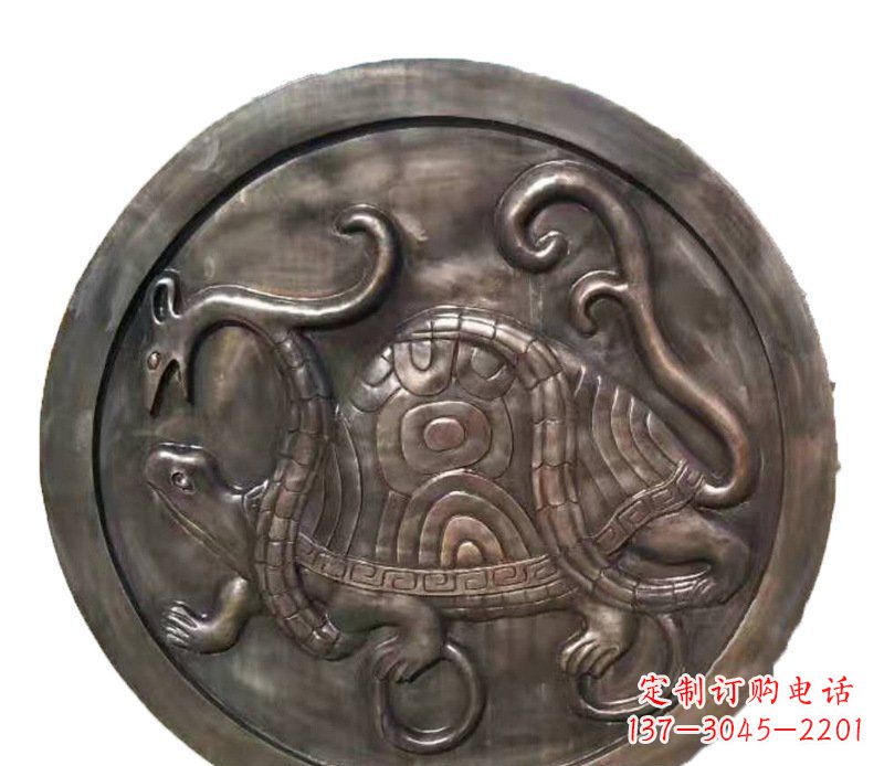 济南铜雕乌龟与蛇壁画摆件