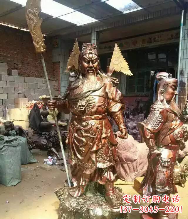 济南铜雕武财神持刀关公雕塑