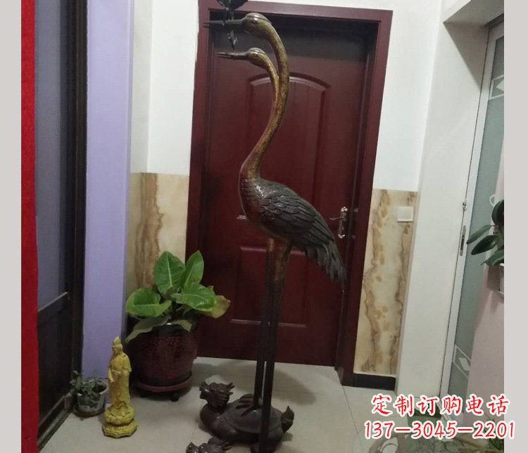 济南铜雕仙鹤踩龟雕塑摆件 (2)
