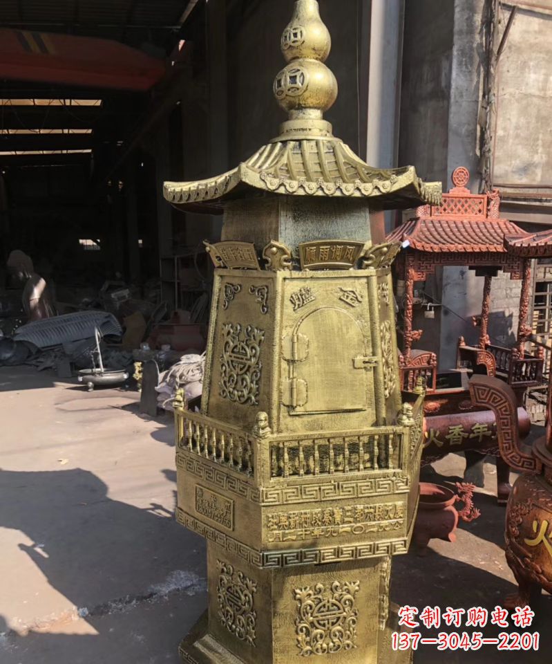 济南铜雕香炉塔寺庙摆件