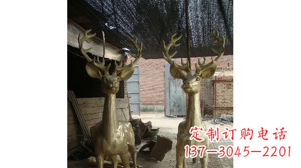 济南铜雕小鹿公园动物雕塑 (2)