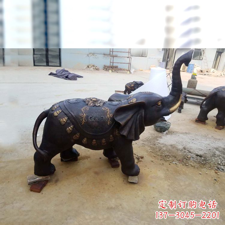 济南铜雕小象雕塑摆件