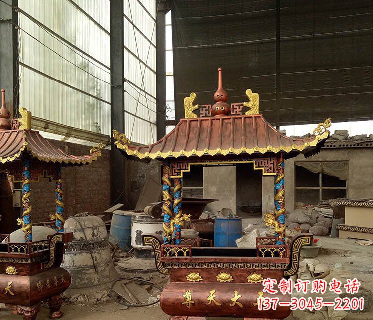 济南铜雕小型寺庙香炉摆件