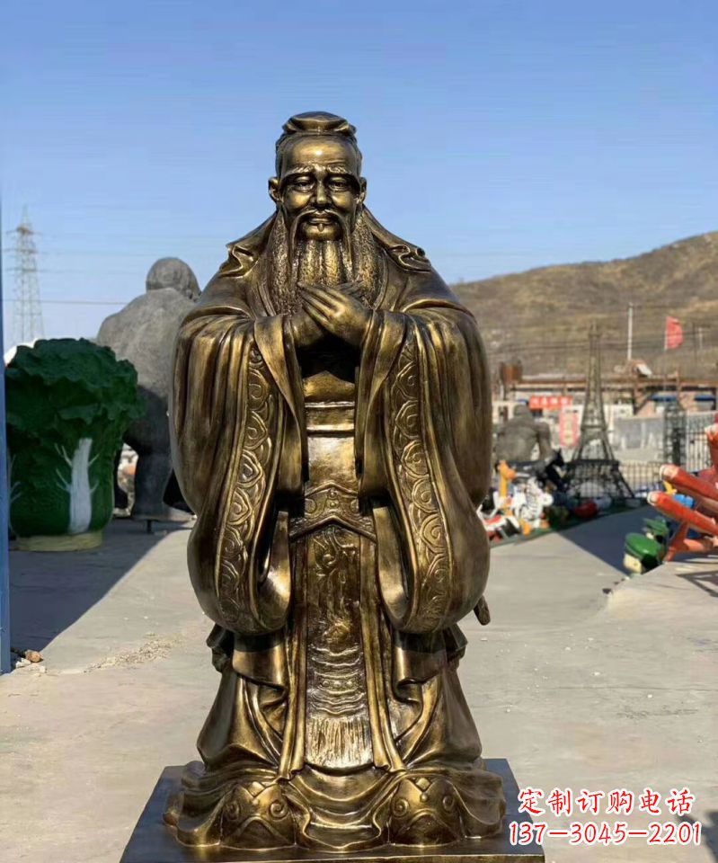 济南铜雕学校孔子人物雕塑