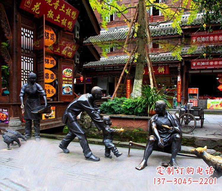 济南铜雕学走路儿童街道人物雕塑
