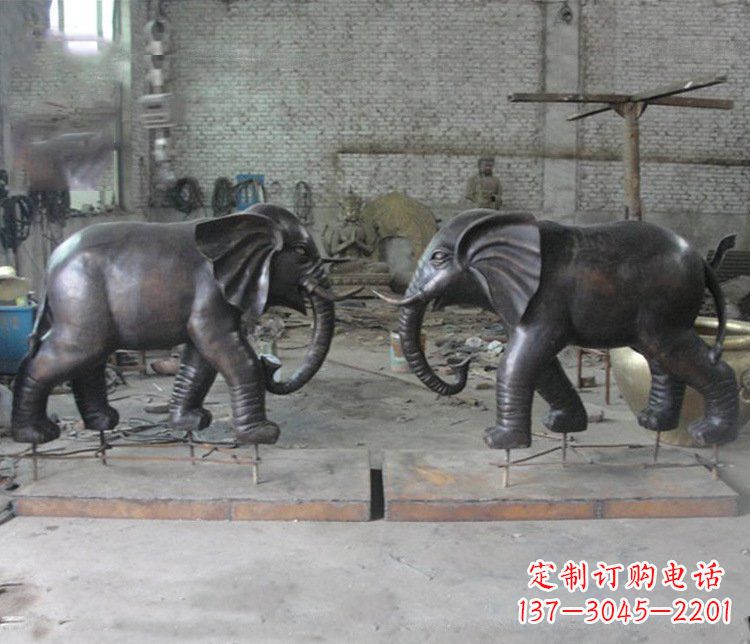 济南铜雕园林动物大象雕塑 (2)