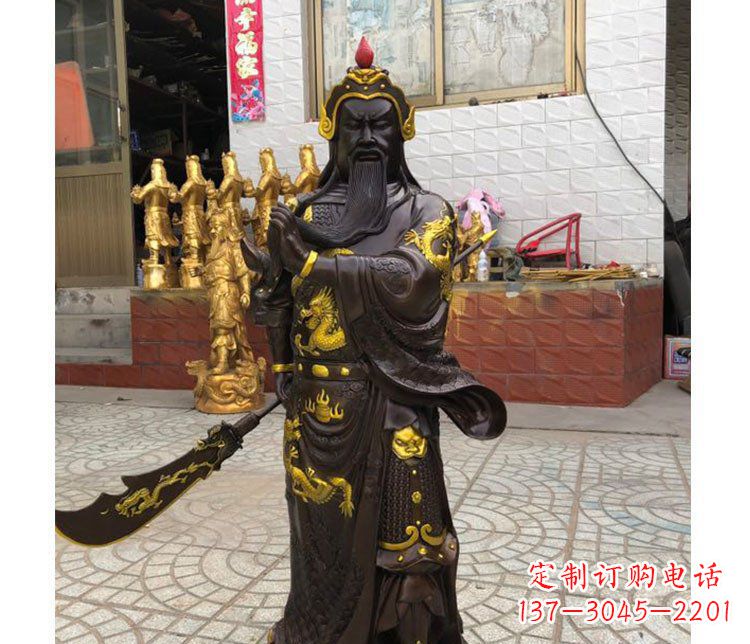 济南铜雕镇宅关公寺庙神像雕塑摆件 (2)