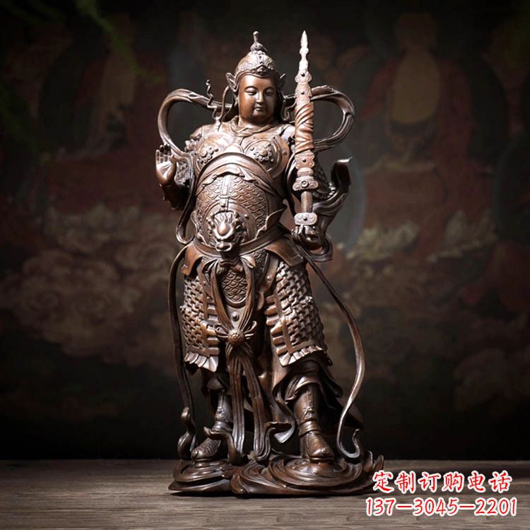 济南托塔李靖天王铜雕