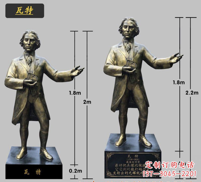 济南瓦特铜雕像