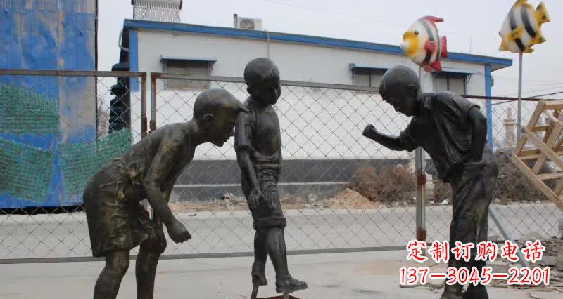 济南玩陀螺人物铜雕
