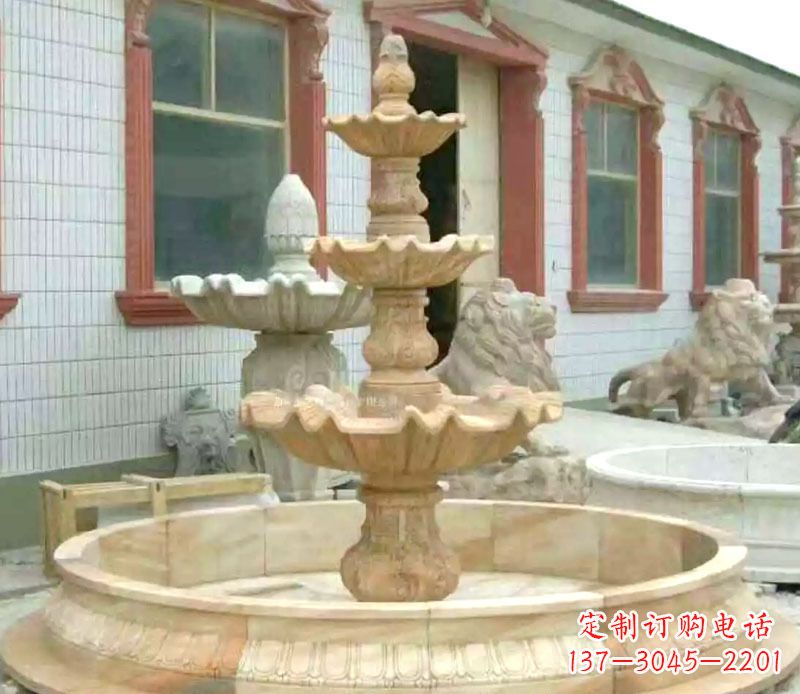 济南晚霞红大型喷泉石雕 (3)