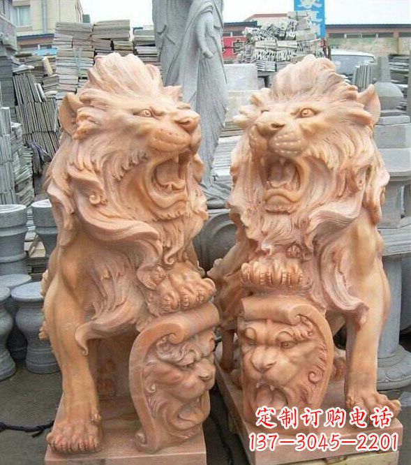 济南晚霞红盾牌欧式狮子