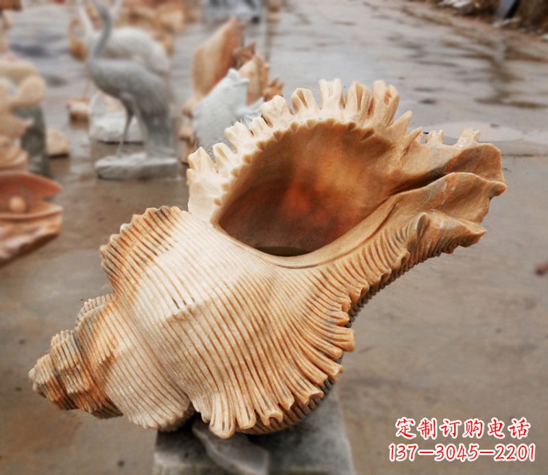 济南晚霞红海螺石雕广场景观雕塑