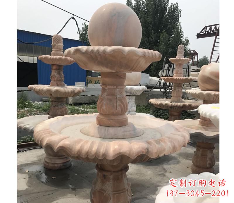 济南晚霞红景观风水球雕塑